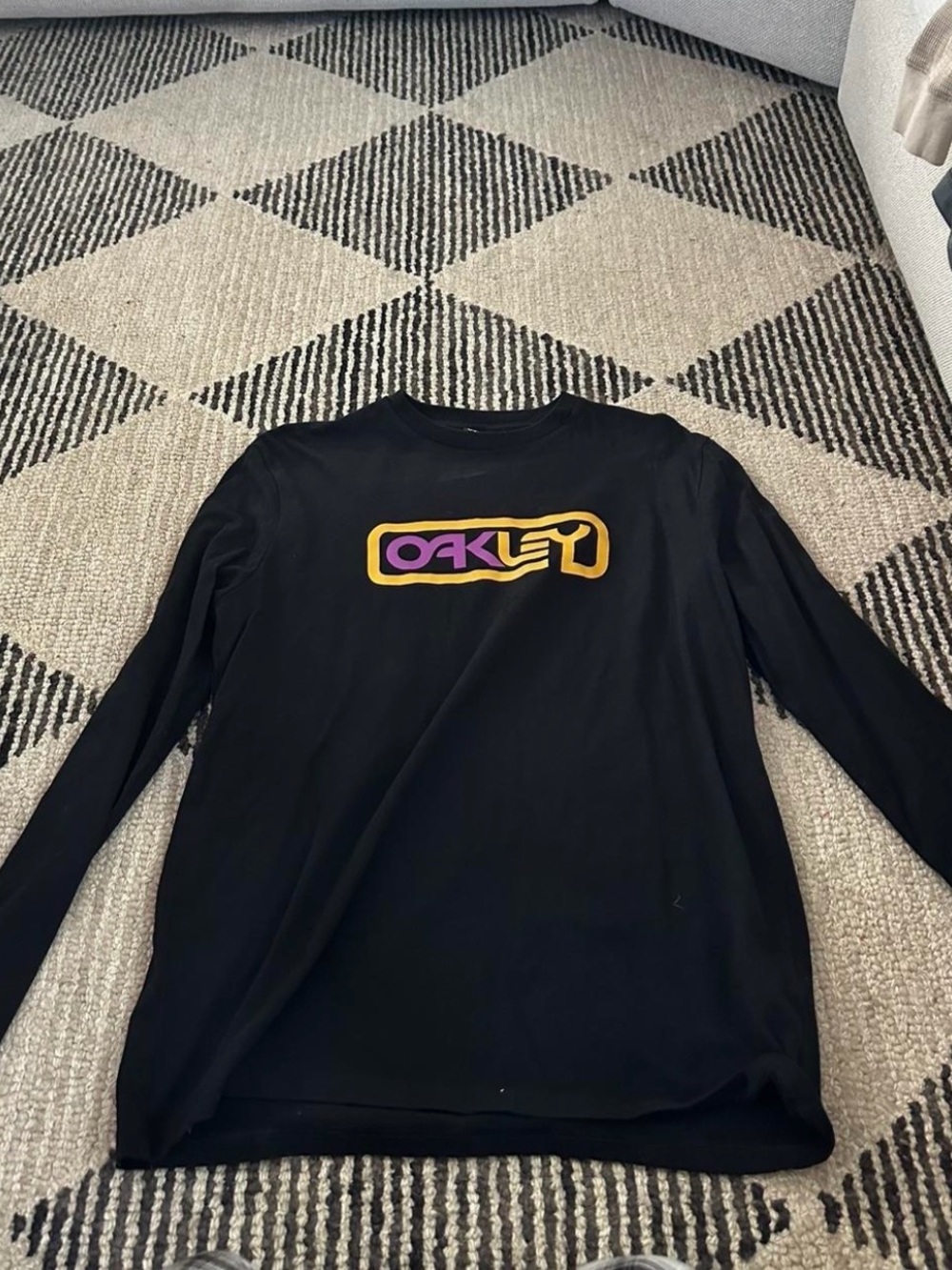 Oakley Black Long-Sleeve Tee with Purple and Gold Logo